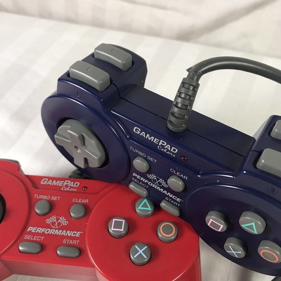 2 Performance Gamepad Controllers, Red/Blue, PS1 (PS One) P-1151/2 | Untested - Picture 2 of 4